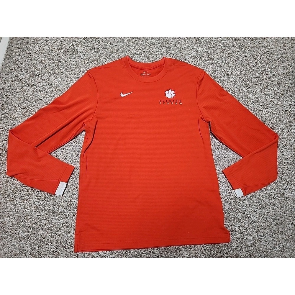 Clemson Tigers Mens Medium Nike Dri-Fit‎ Performance Pullover Stripe Orange